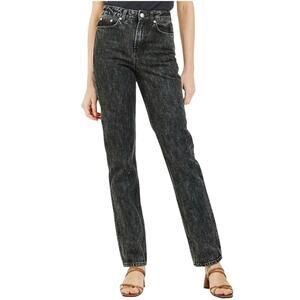 NWT GANNI Washed Denim High Waisted Black Jeans in Phantom 30